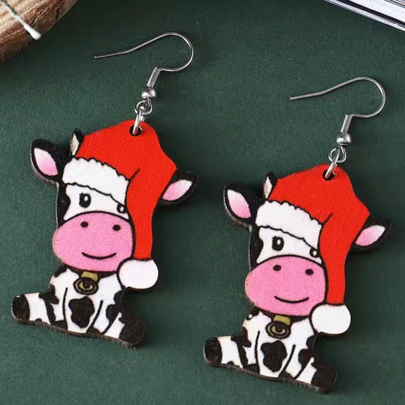 Christmas Cow Earrings
