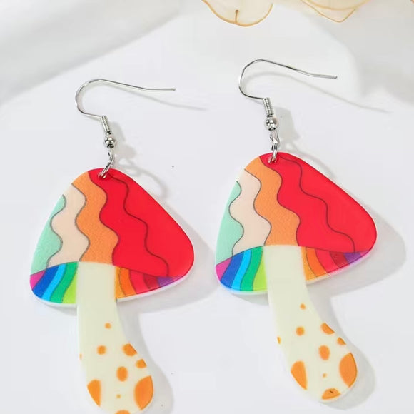 Rainbow Mushroom Earrings