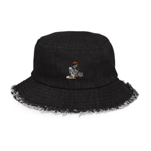 Trapped in Time Distressed denim bucket hat